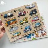 Bảng ghép hình núm gỗ nhiều chủ đề giúp bé phát triển tư duy và làm quen với thế giới xung quanh