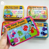 Đồ chơi - Hộp ghép hình puzzle 3-6 mảnh gỗ - Hộp sắt chắc chắn