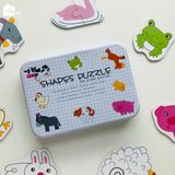 Đồ Chơi Ghép Hình 2 Mảnh Hộp Sắt (Shapes Puzzle) giúp bé rèn luyện sự tập trung và phát triển tư duy