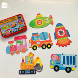 Đồ chơi - Hộp ghép hình puzzle 3-6 mảnh gỗ - Hộp sắt chắc chắn