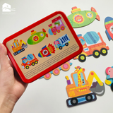 Đồ chơi - Hộp ghép hình puzzle 3-6 mảnh gỗ - Hộp sắt chắc chắn