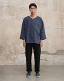 Điền - Haft Sleeves Linen Blouse