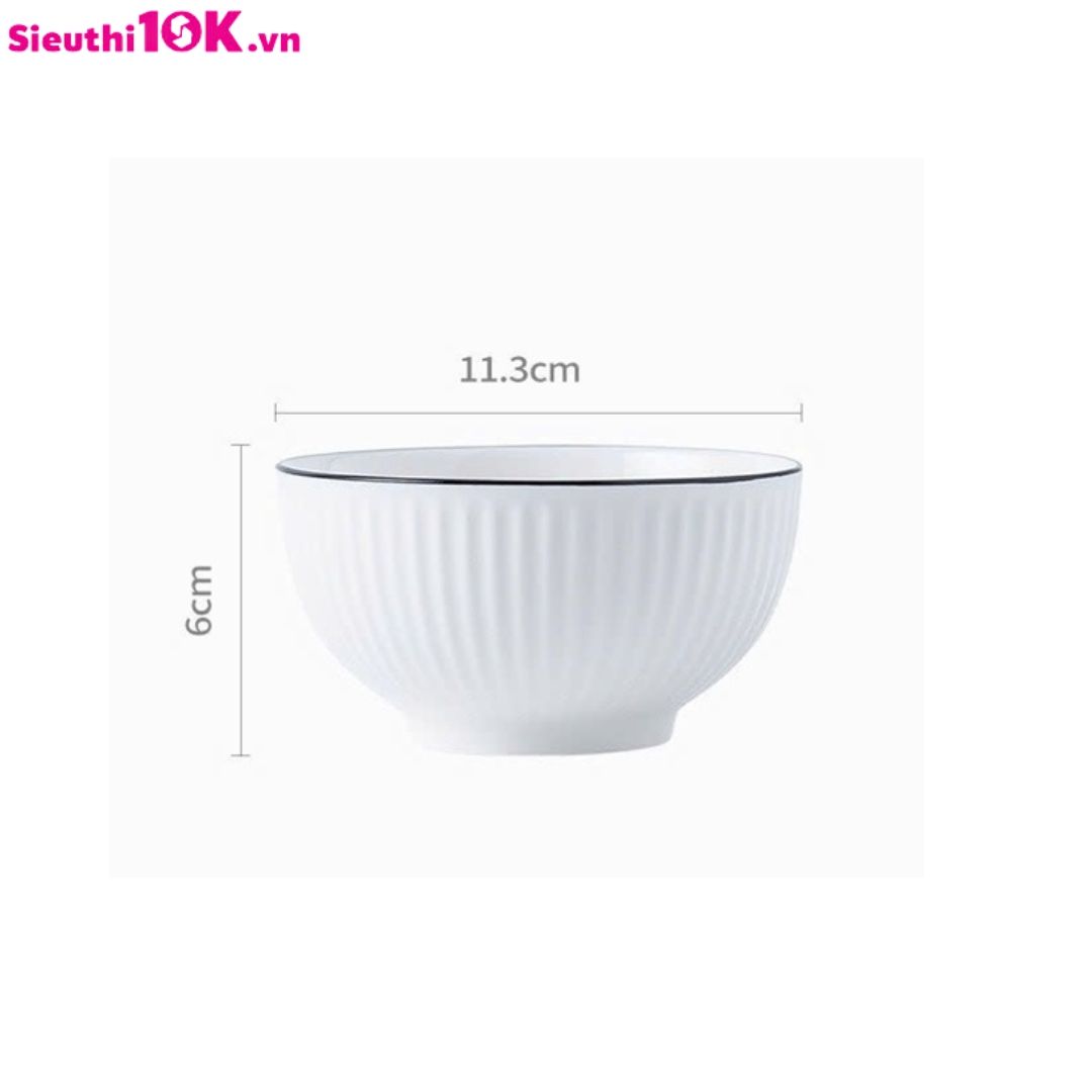 Bát hoa văn 4,5 inch viền đáy xanh 120/T