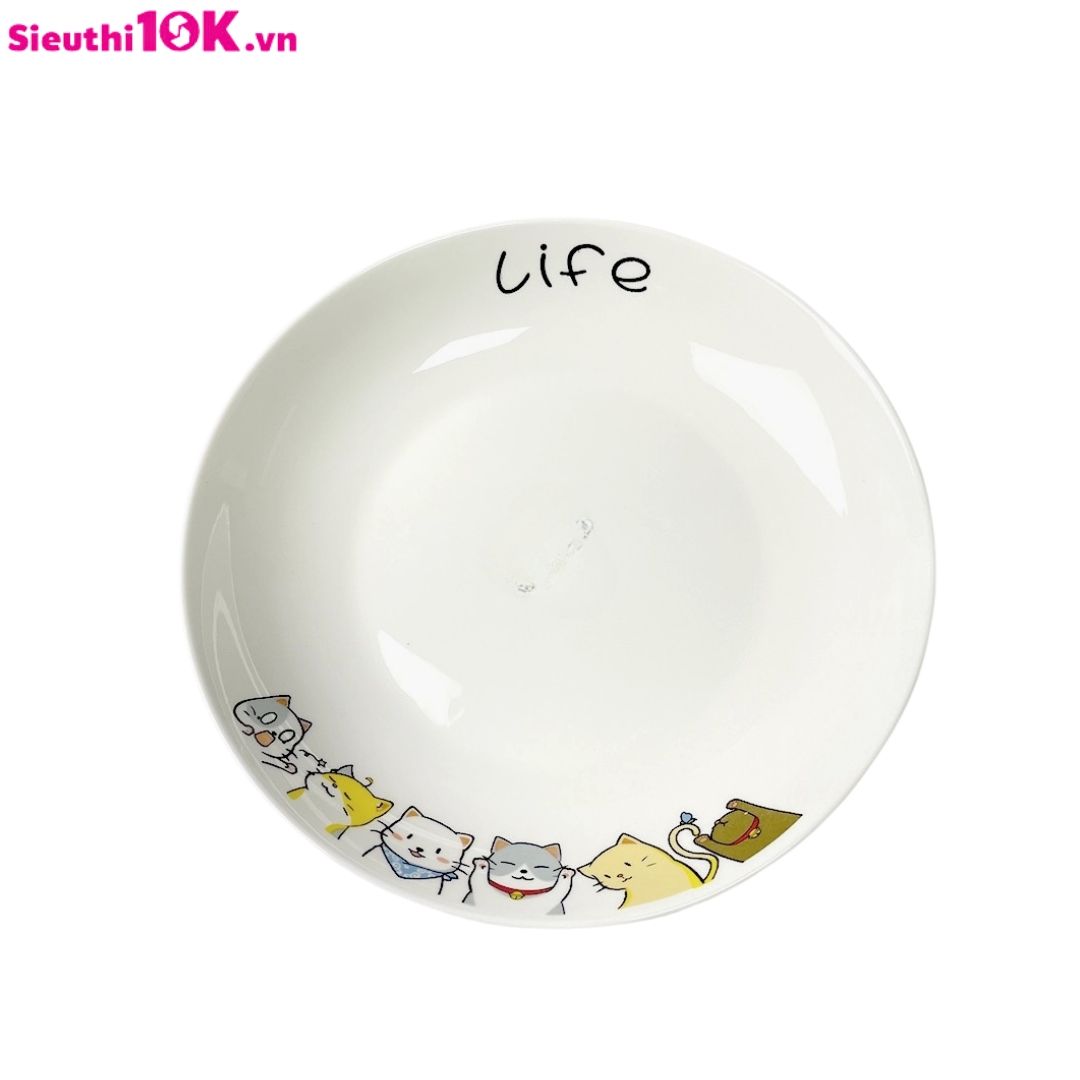 Đĩa 8 inch họa tiết đàn mèo may mắn 60/T