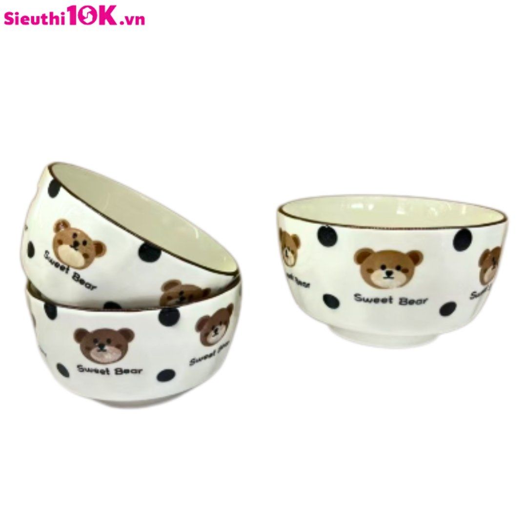 Bát sứ 5 inch họa tiết gấu chấm bi 80/T
