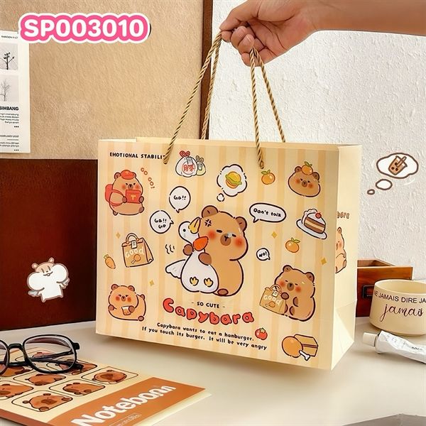 Túi Giấy Capybara Size Lớn Kt 30*24*11, Có Thể Chứa Đồ Lên Tới 5Kg
