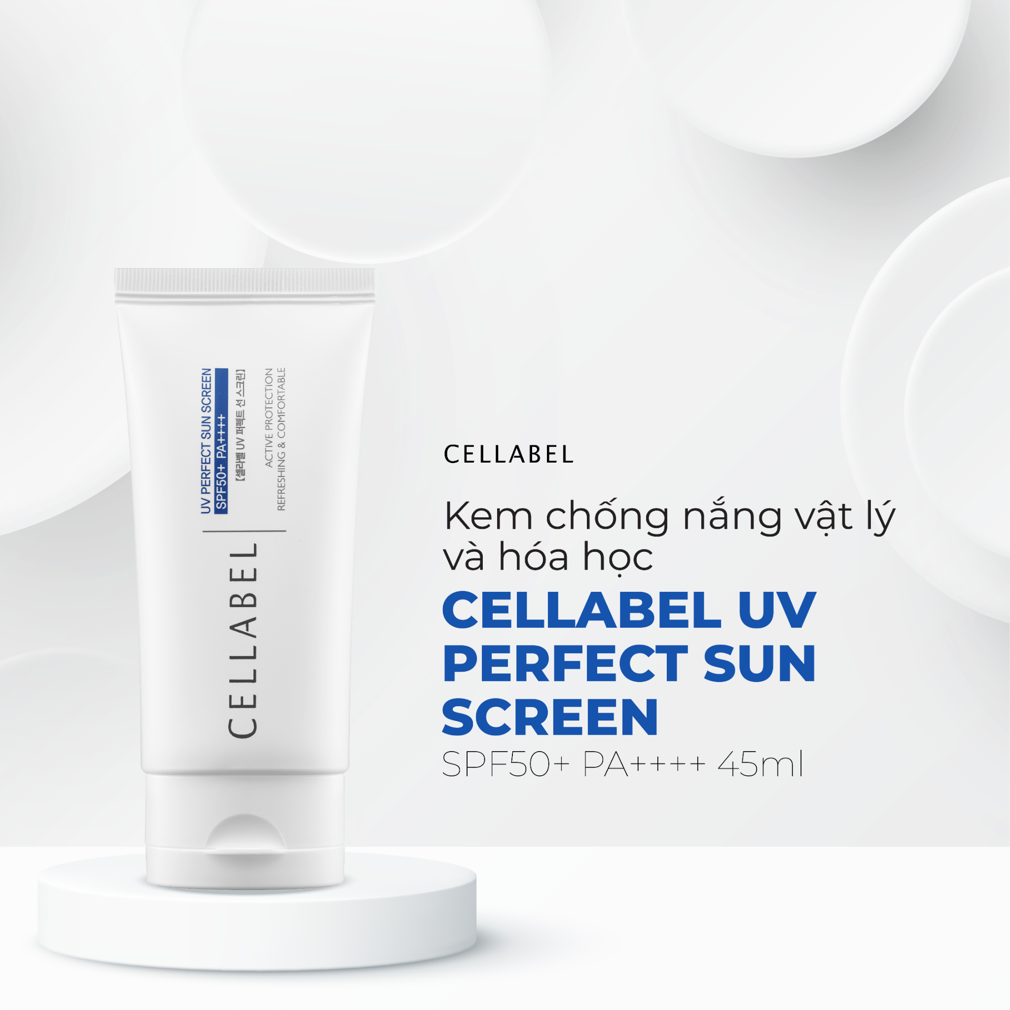 Kem chống nắng vật lý và hóa học Cellabel UV Perfect Sun Screen SPF50+ PA++++ 45ml