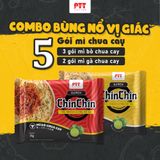 Combo mì ăn liền Chin Chin: 3 mì bò chua cay + 2 mì gà chua cay