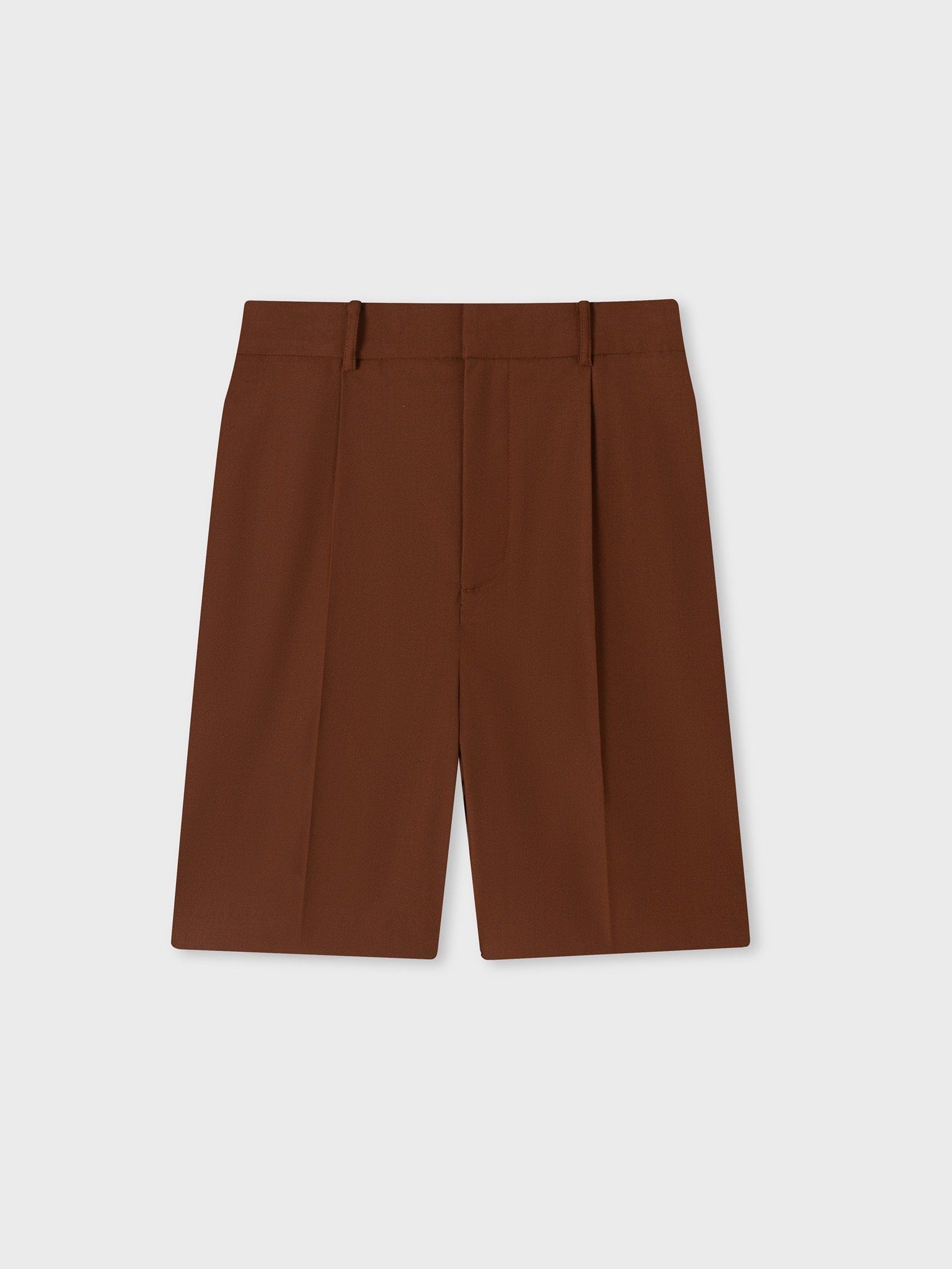 BRICK WOOL BLEND RELAXED SHORT