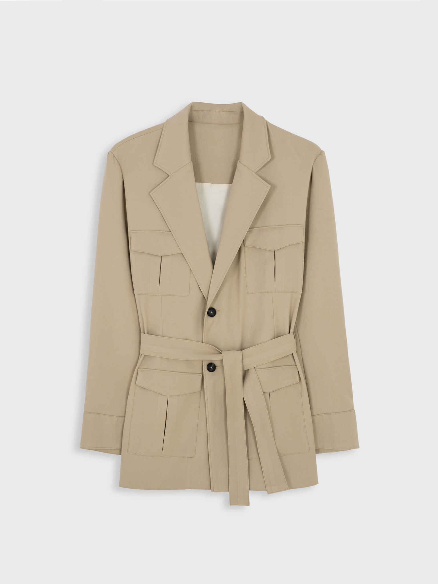 BEIGE KHAKI WOOL SAFARI JACKET