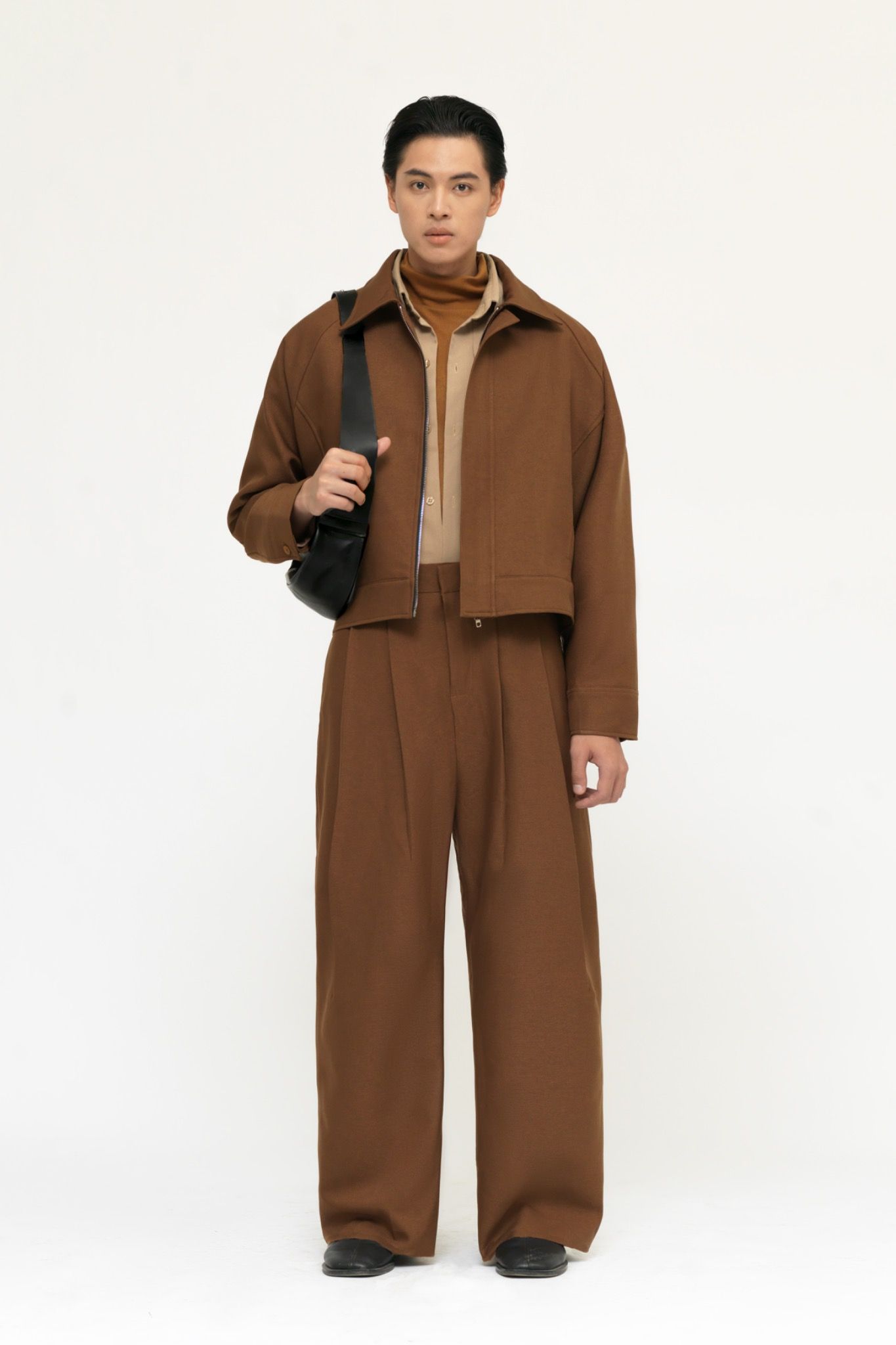 BROWN RAGLAN CROPPED JACKET