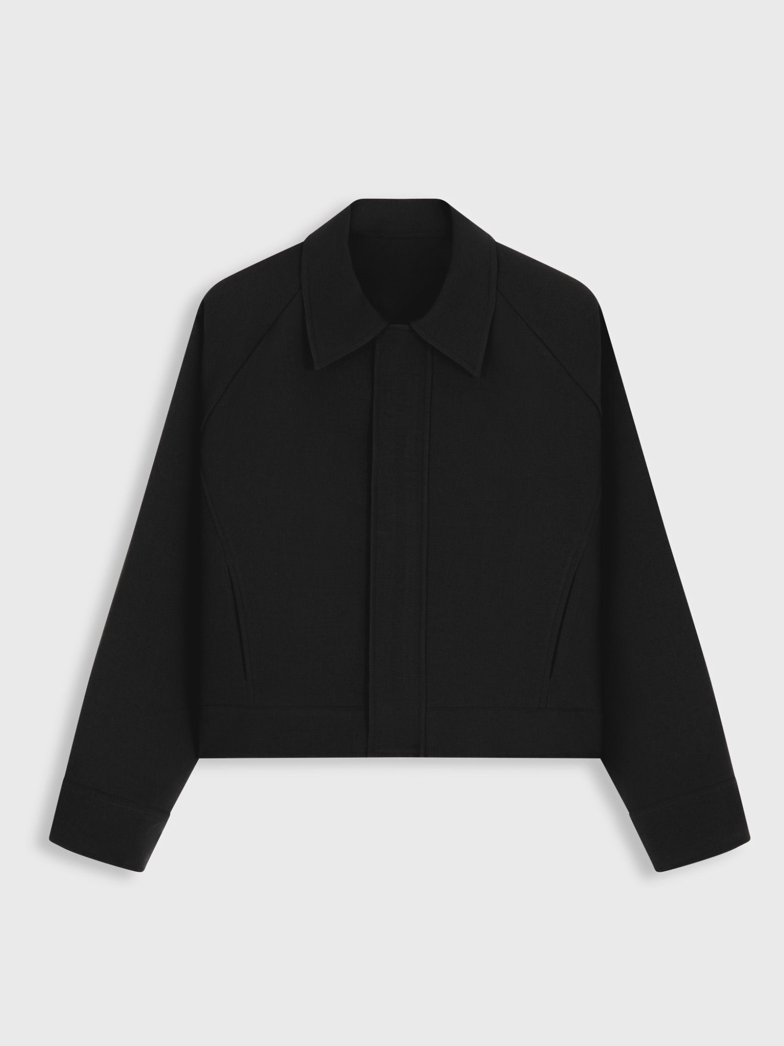 BLACK RAGLAN CROPPED JACKET