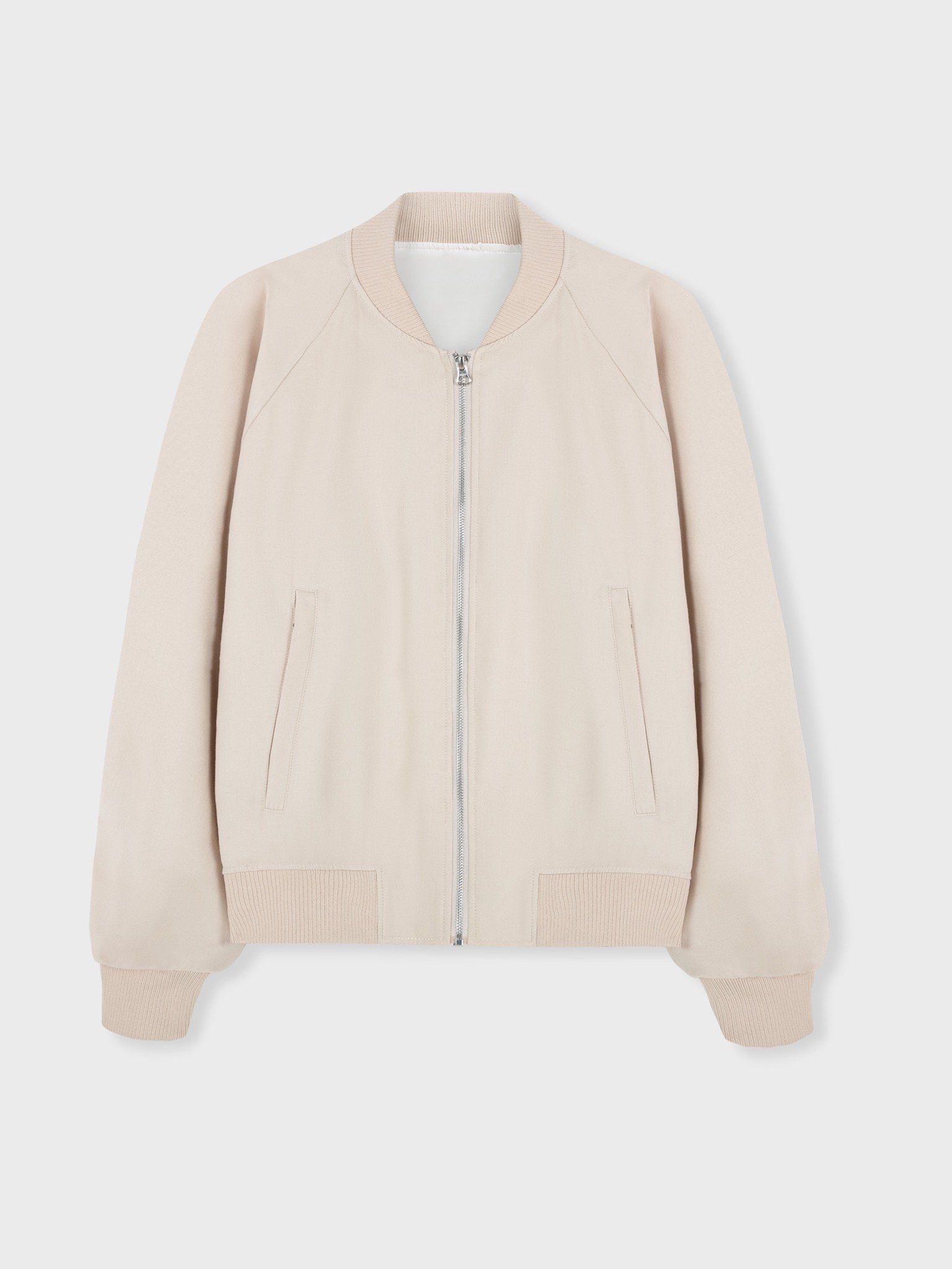 CREAM KHAKI WOOL BOMBER