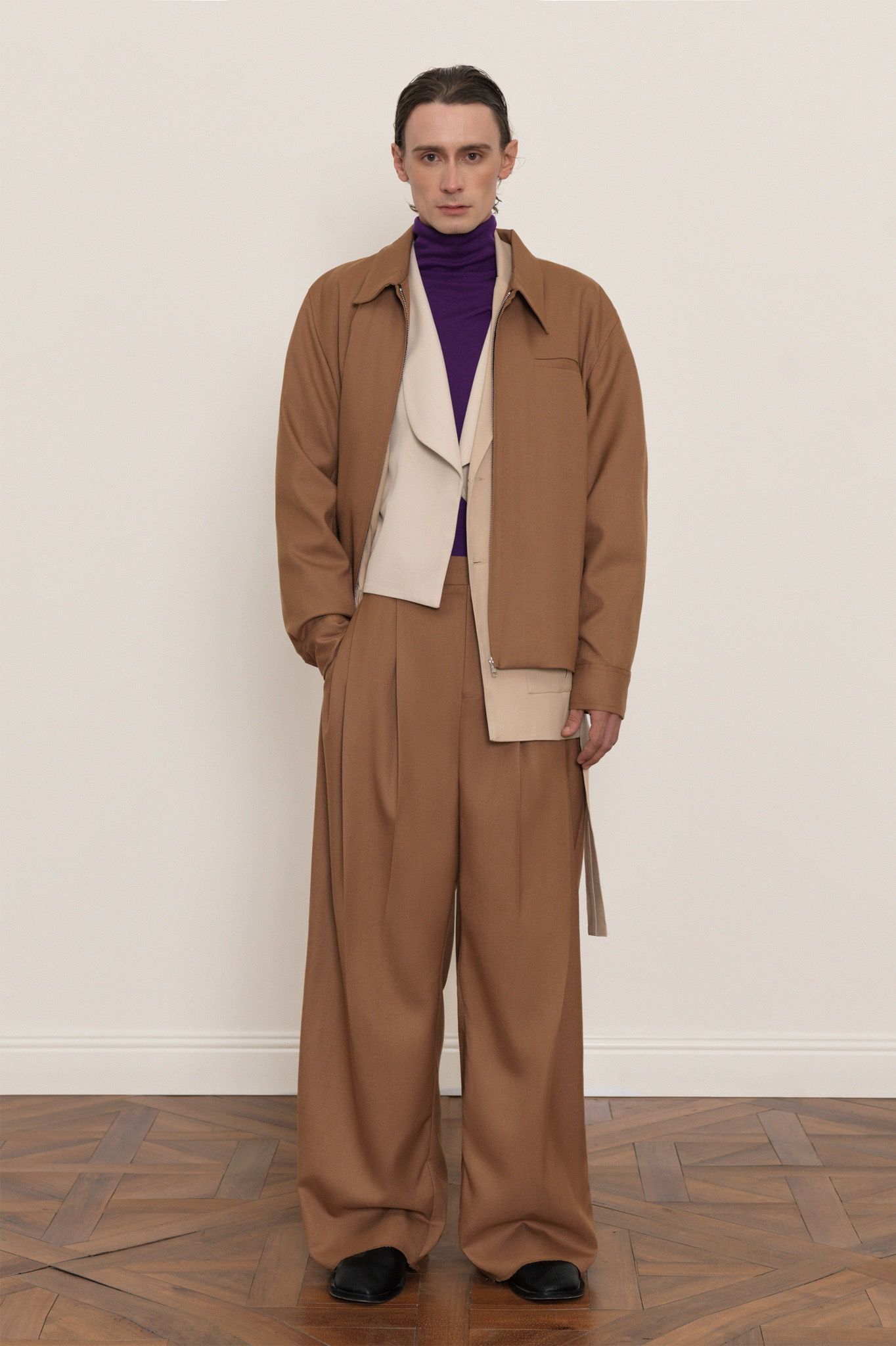 BEIGE KHAKI WOOL SAFARI JACKET