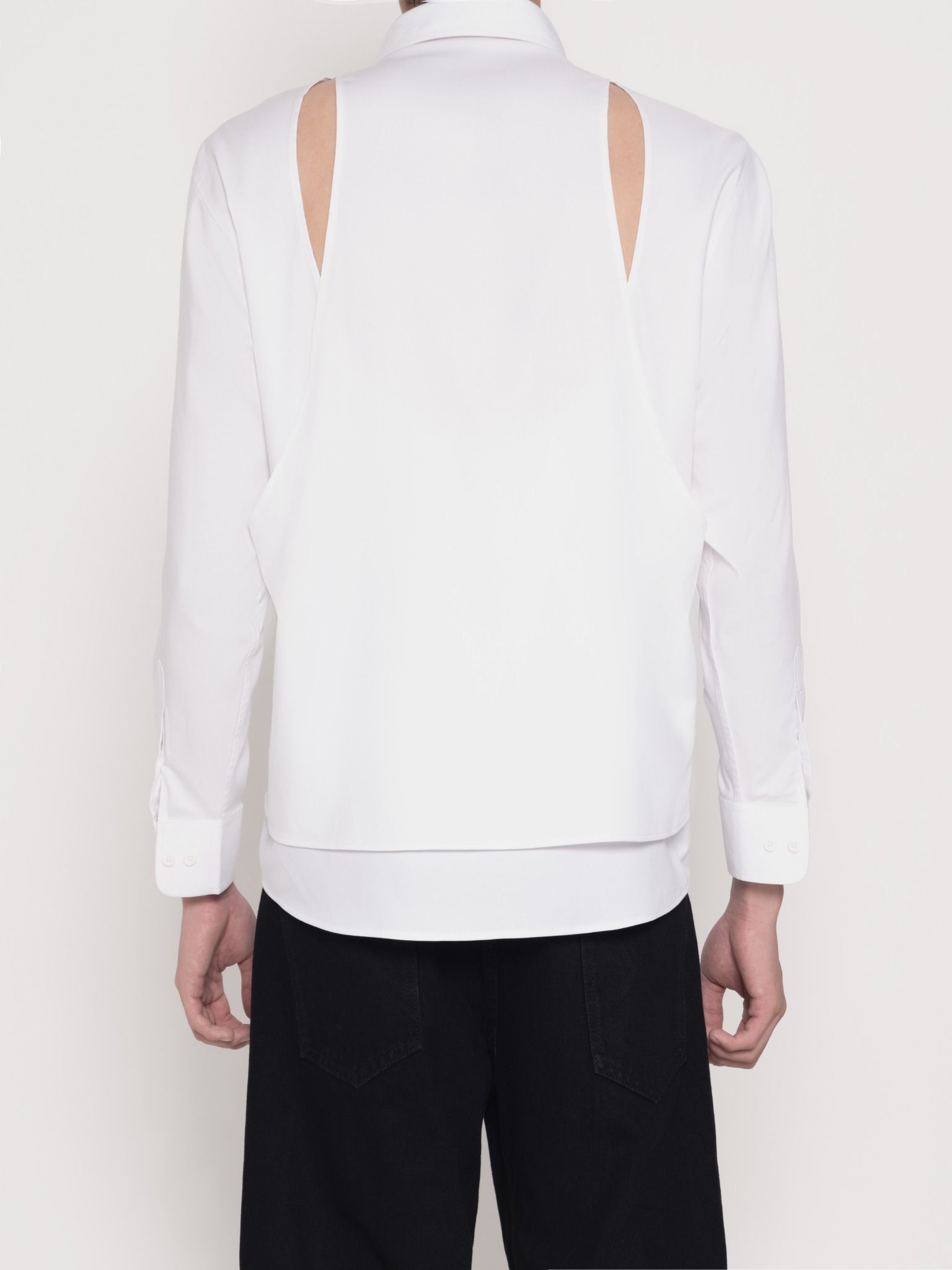 WHITE CUT-OUT LONG SLEEVE SHIRT