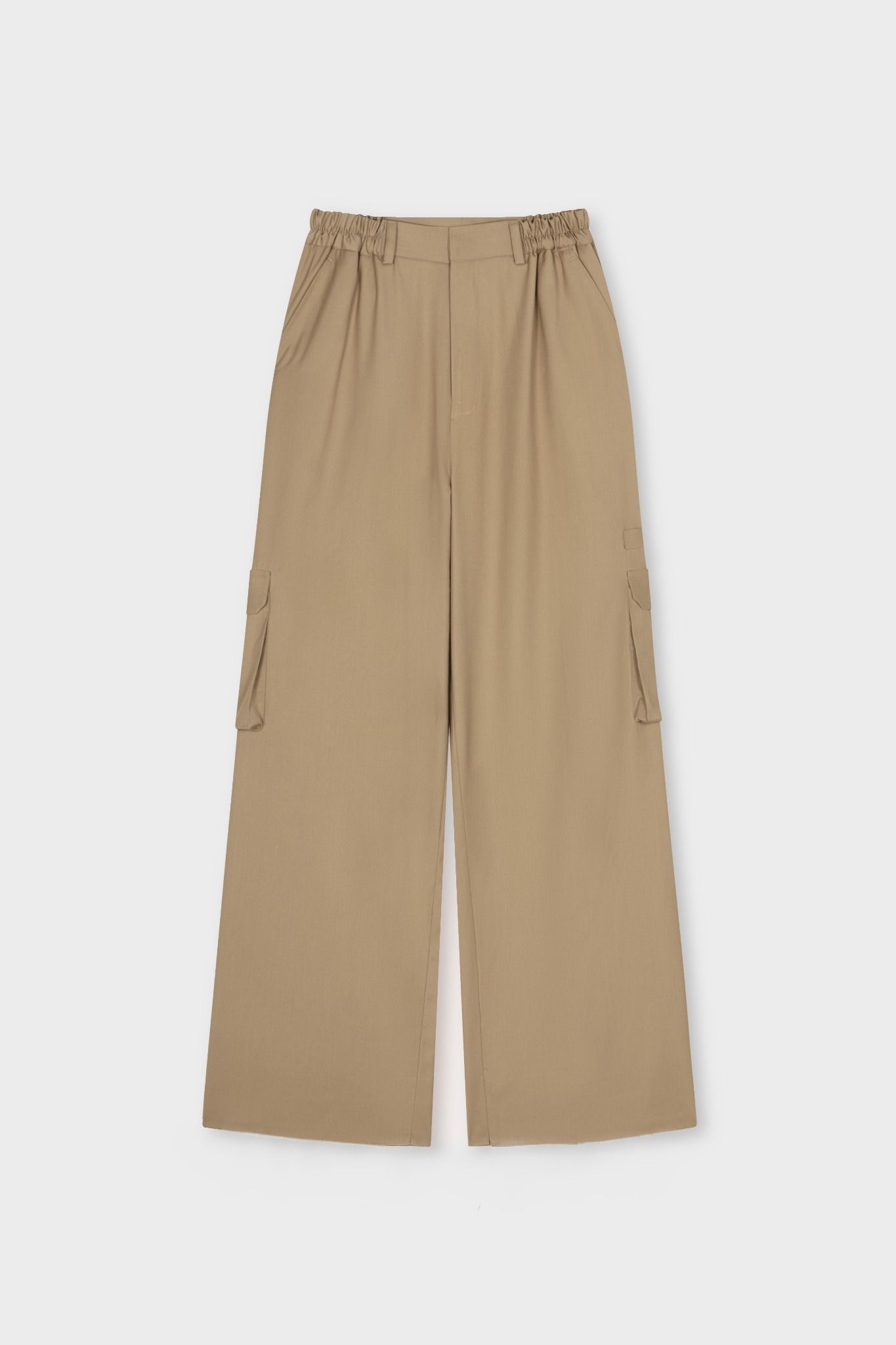 BEIGE WOOL BLEND CARGO PANTS