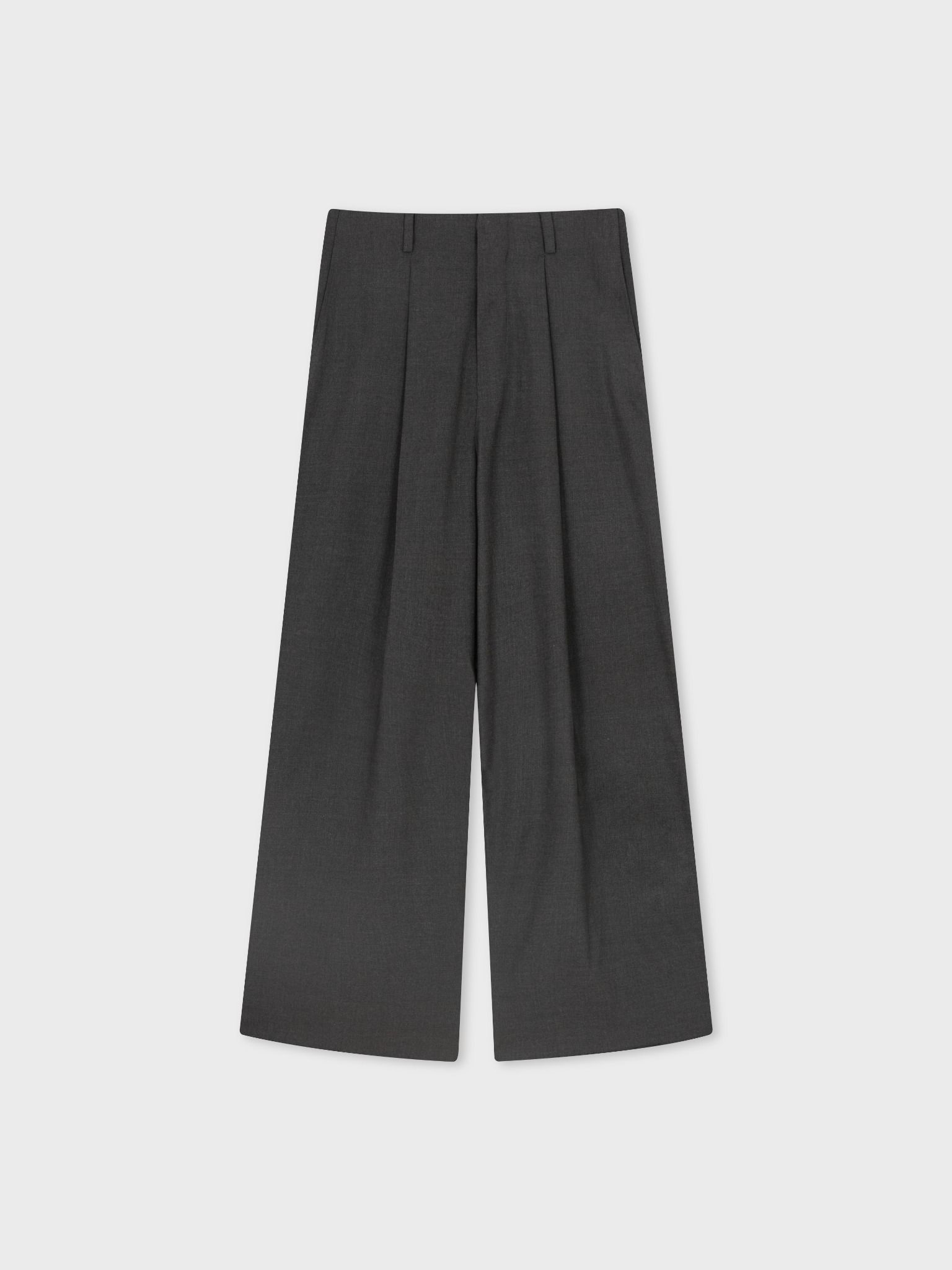 DARK GREY CLEAN-WAIST WIDE TROUSERS