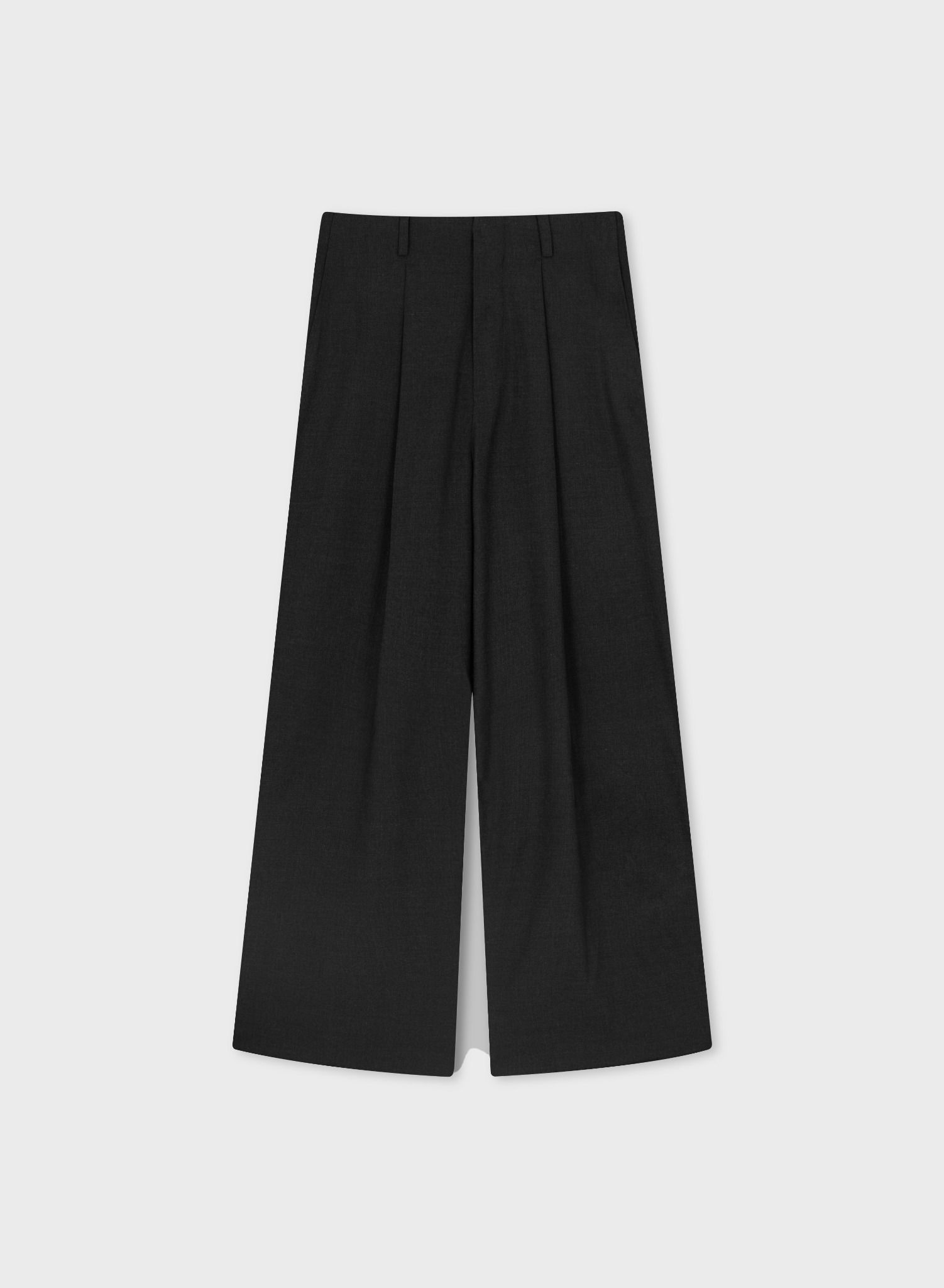 BLACK CLEAN-WAIST WIDE TROUSERS