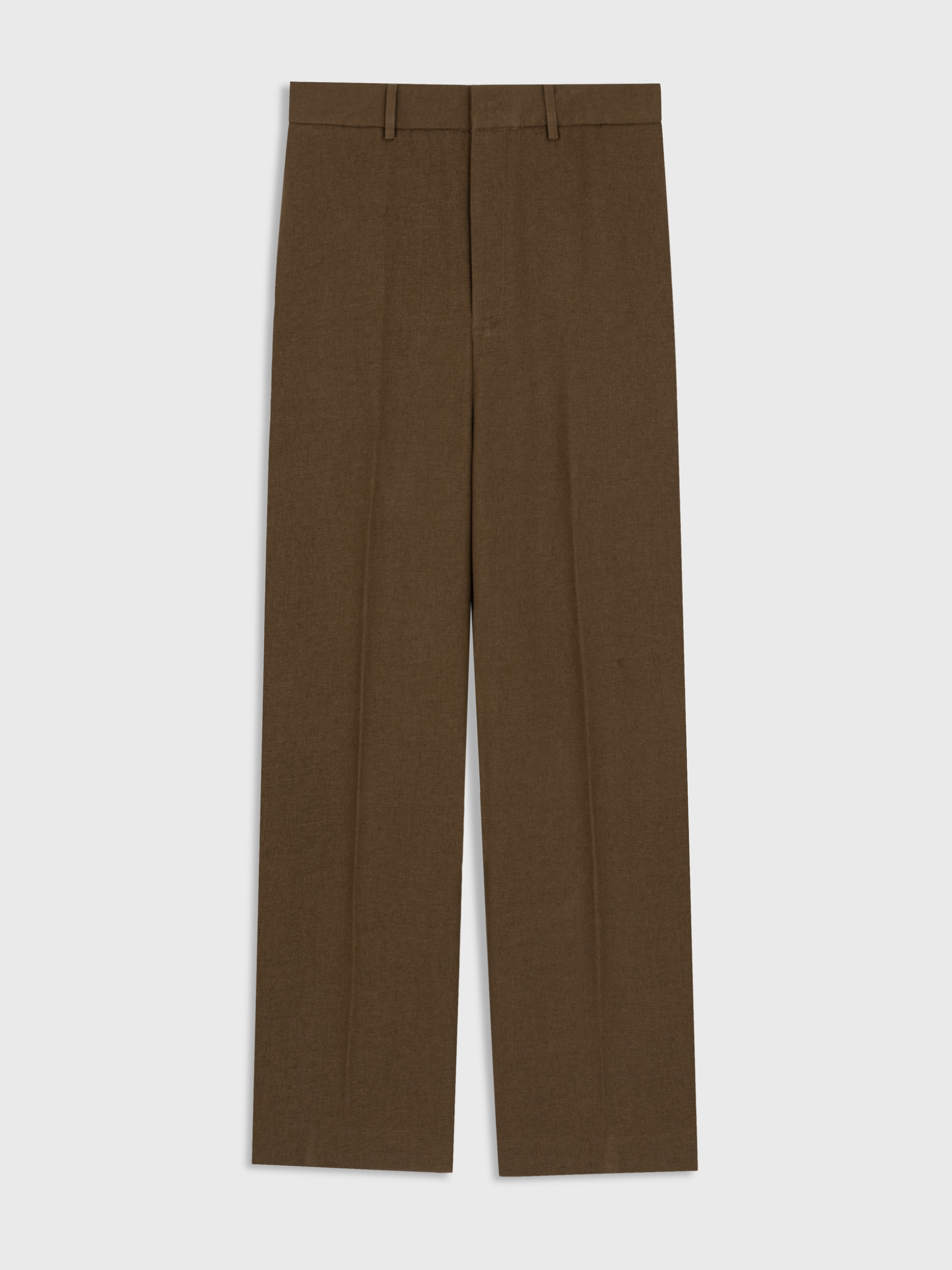 BROWN REFINED WOOL VISCOSE TROUSERS