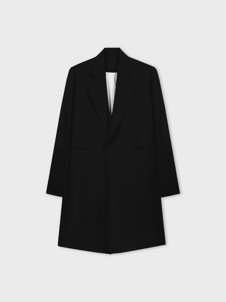 BLACK TAILORED WOOL OVERCOAT