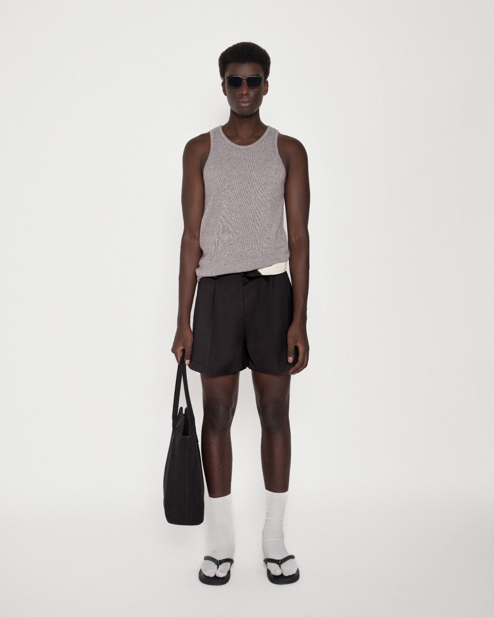 BLACK CLEAN-WAIST SHORTS