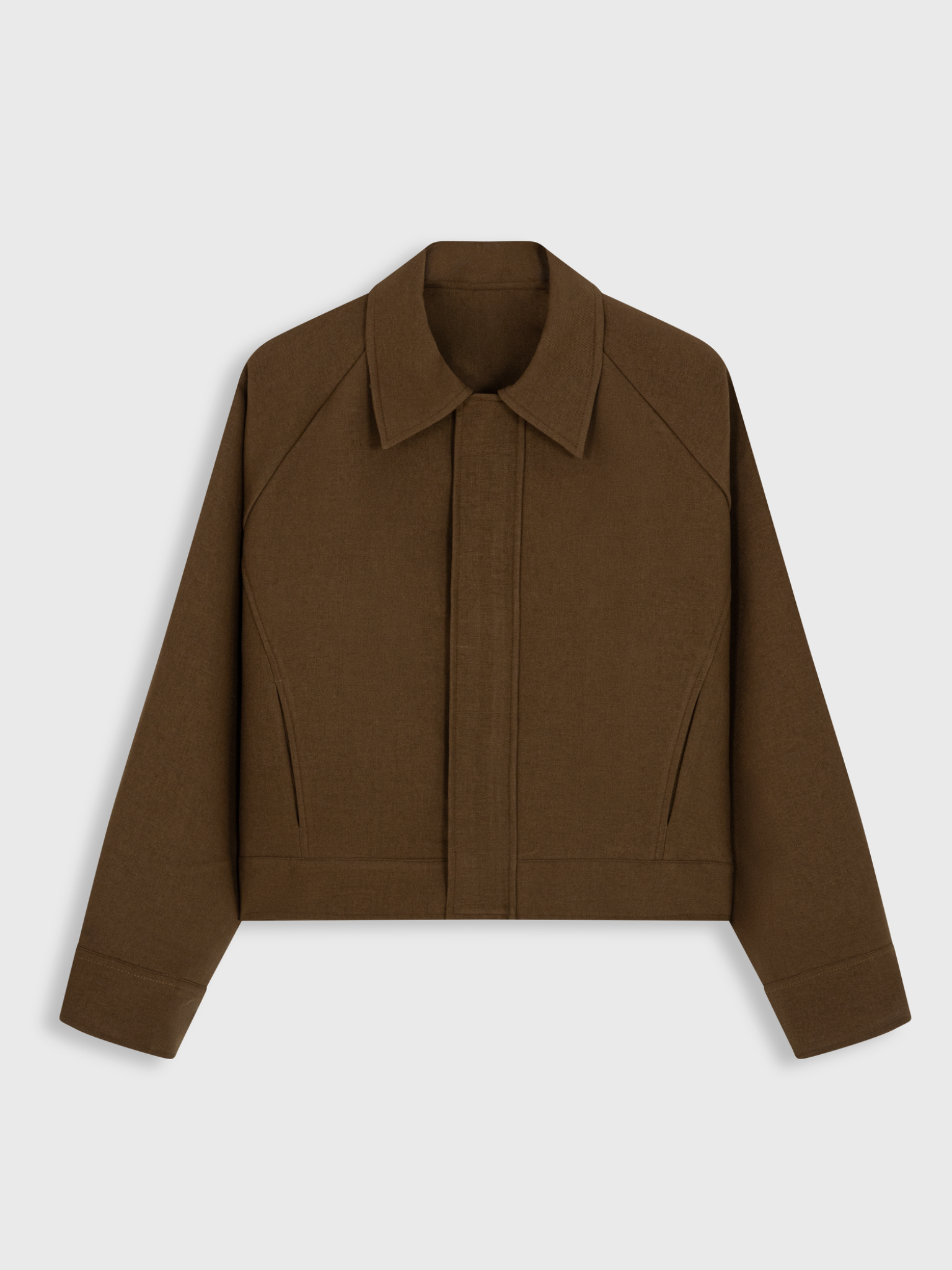 BROWN RAGLAN CROPPED JACKET