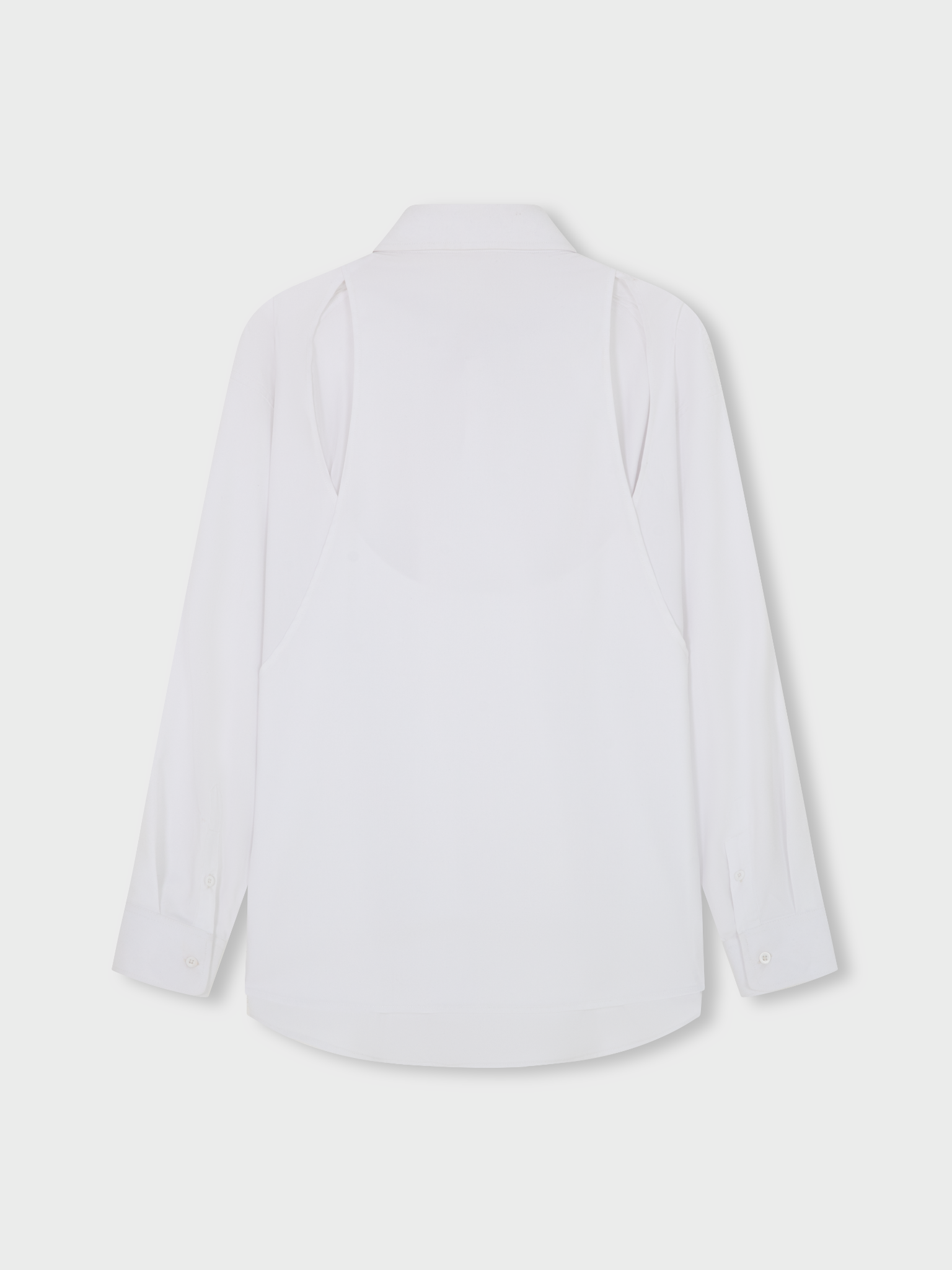 WHITE CUT-OUT LONG SLEEVE SHIRT