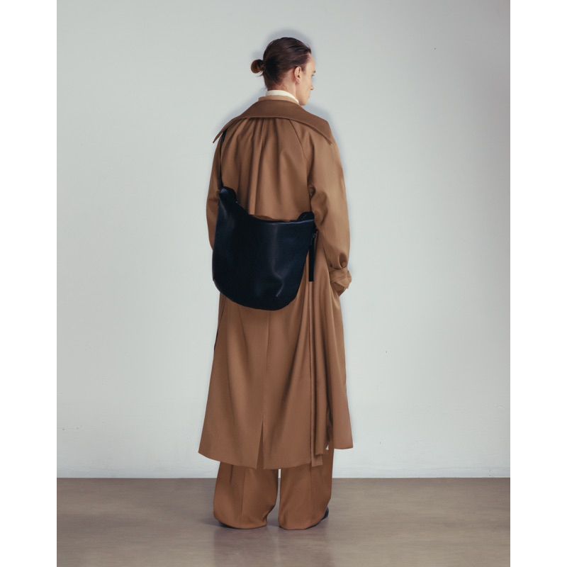 BROWN TAILORED WOOL TRENCH COAT