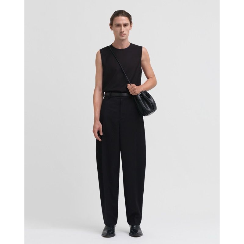 BLACK KHAKI WOOL TROUSERS
