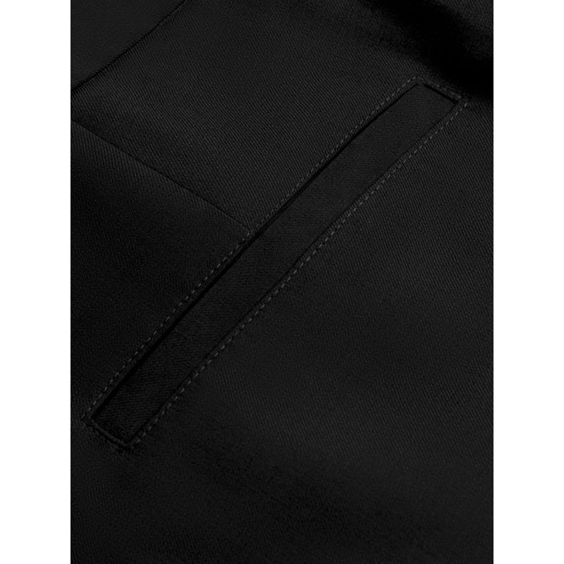 BLACK WOOL BLEND STRAIGHT LEG TROUSERS