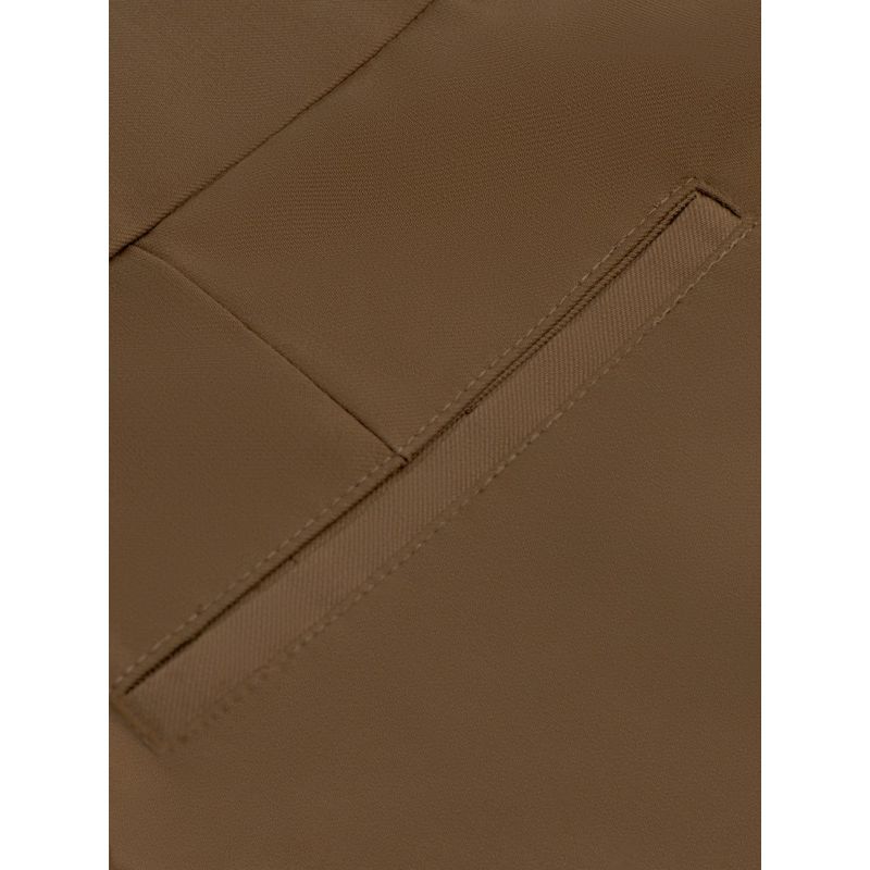 BROWN WOOL BLEND WIDE LEG TROUSERS