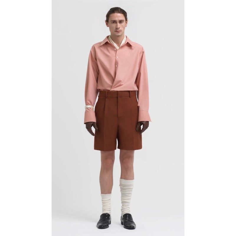 BRICK WOOL BLEND RELAXED SHORT