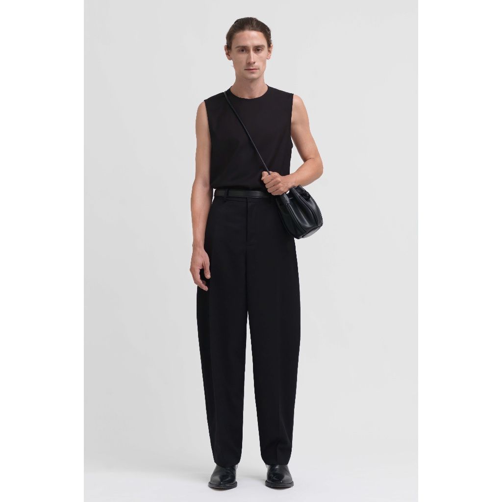 BLACK WOOL BLEND TANK TOP