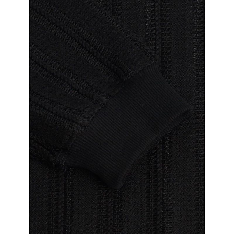 BLACK SEMI-SHEER LACE SWEATSHIRT