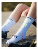 Tất thể thao Compressport - Aero Socks - WHITE/SAFE YELLOW/NEO PINK