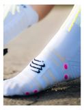 Tất thể thao Compressport - Aero Socks - WHITE/SAFE YELLOW/NEO PINK