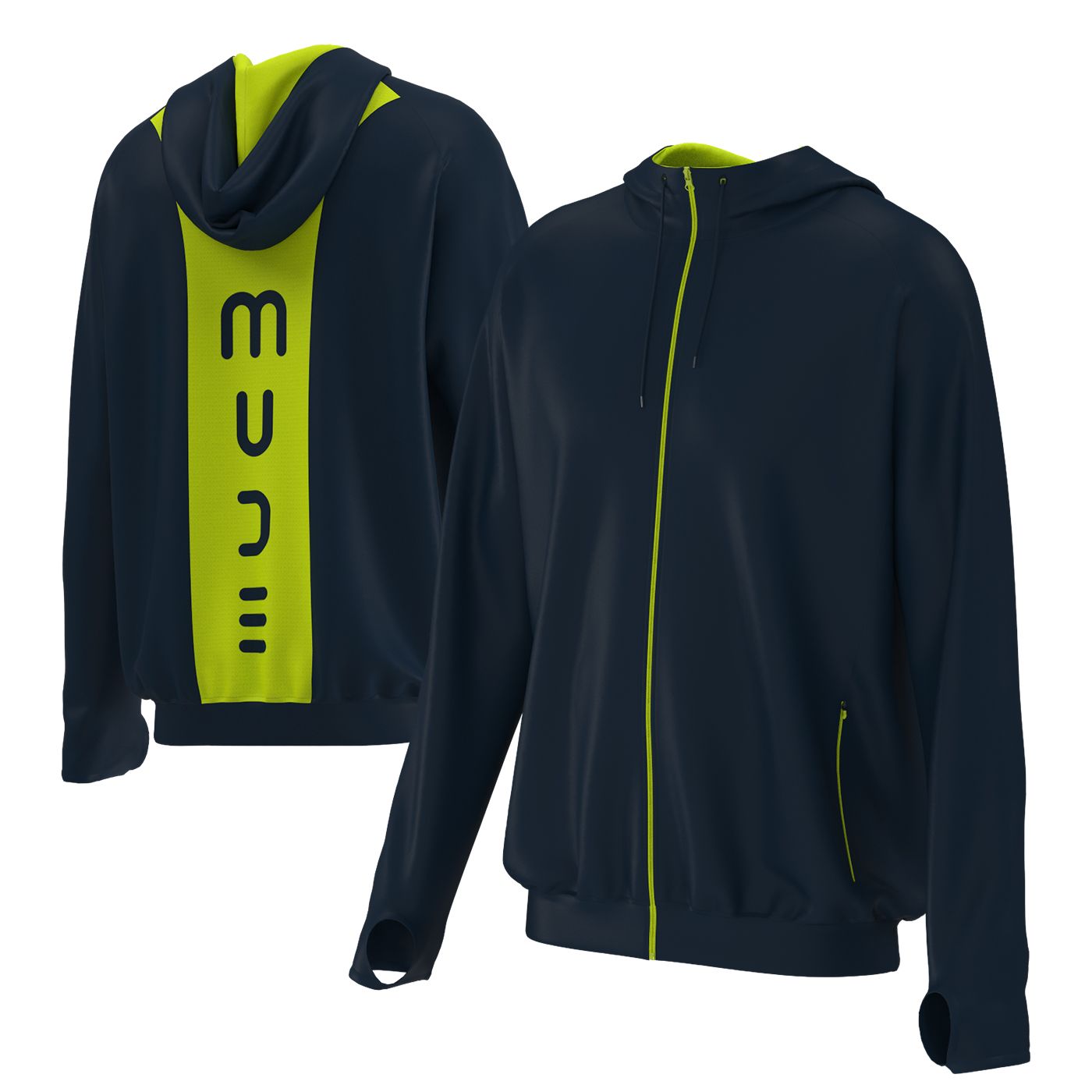Áo Hoodie Unisex Mude Sunshield - Navy/Green neon