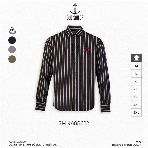 Áo Sơ Mi Nam Kẻ Sọc Stripes Long Shirt - SMNA88622 - Big Size Upto 5XL - 88622
