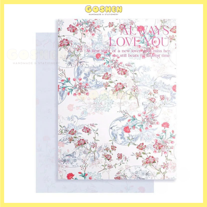 (38x52cm) Giấy Gói Hoa Chữ Tiếng Anh Họa Tiết- Foam Cứng - Phong Cách Trang Nhã - Không Thấm Nước