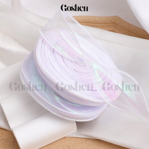 (4cm x Dài 4m) Cuộn Ruy Băng Voan Viền Sóng và Ánh Galaxy, Màu Sắc Trẻ Trung Thắt Nơ,Bó Hoa,Trang Trí Hộp Quà