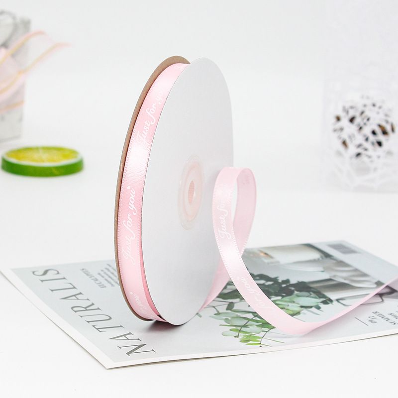 (Ngang 1cm) Cuộn Ruy Băng Lụa 1cm In Chữ Just For You, Duy Băng 1cm Chữ