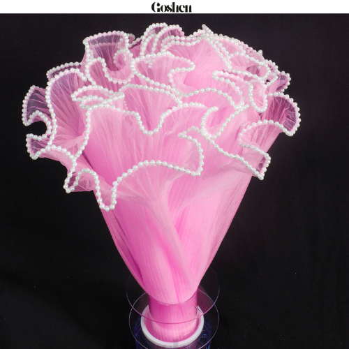 (28cm x Dài 4.5 Mét) Giấy Voan Gói Hoa Viền Ngọc 28cm Sóng Sợi Ren Lưới Bó Hoa Tiệc Quà Tặng