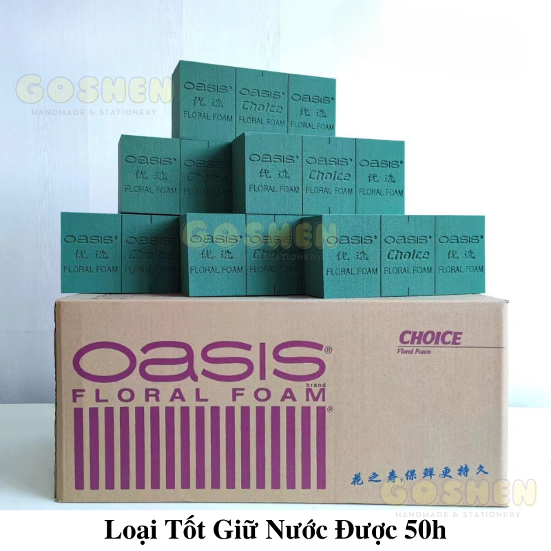(Lẻ 1 Viên) Xốp Xanh OASIS Cắm Hoa tươi, hoa sáp, mút xốp Oasis Cao Cấp