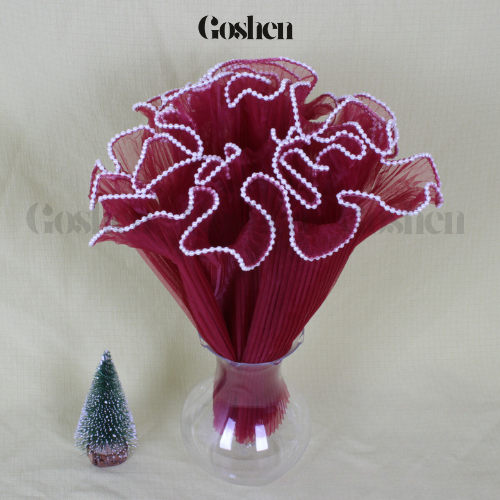(28cm x Dài 4.5 Mét) Giấy Voan Gói Hoa Viền Ngọc 28cm Sóng Sợi Ren Lưới Bó Hoa Tiệc Quà Tặng