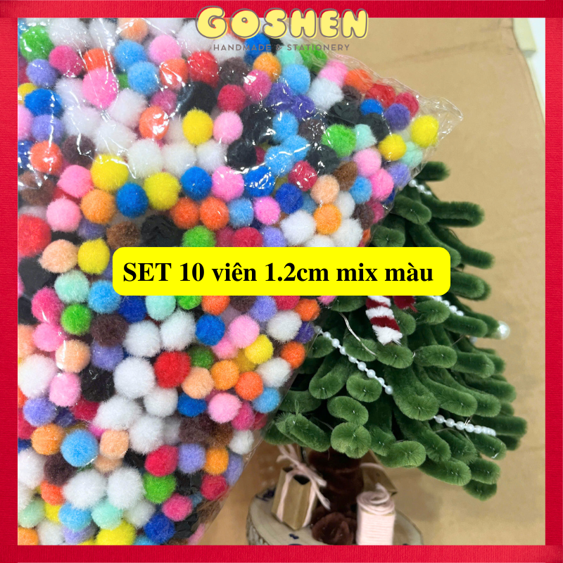 Pom Pom Cục Bông Hàng Đẹp Dùng Trang Trí, Làm Đồ Handmade Nhiều Kích Cỡ