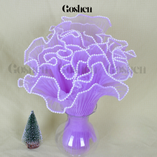(28cm x Dài 4.5 Mét) Giấy Voan Gói Hoa Viền Ngọc 28cm Sóng Sợi Ren Lưới Bó Hoa Tiệc Quà Tặng