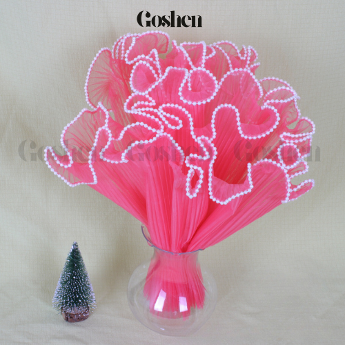 (28cm x Dài 4.5 Mét) Giấy Voan Gói Hoa Viền Ngọc 28cm Sóng Sợi Ren Lưới Bó Hoa Tiệc Quà Tặng