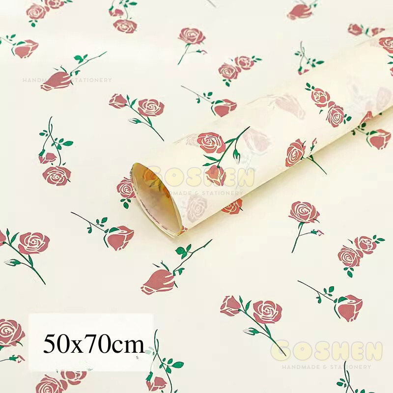 (50cm x 70cm - Khổ Lớn) Giấy Nến Hoạ Tiết Hoa Trang Trí Hộp Quà
