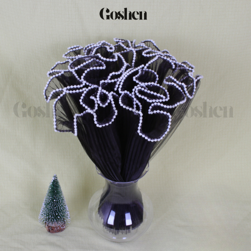 (28cm x Dài 4.5 Mét) Giấy Voan Gói Hoa Viền Ngọc 28cm Sóng Sợi Ren Lưới Bó Hoa Tiệc Quà Tặng