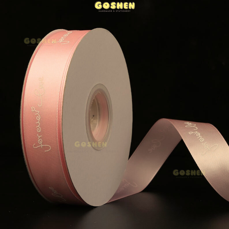 (2.5cm x Dài 45 mét) Cuộn Ruy Băng Lụa Chữ ROMANTIC đủ màu làm nơ, bó hoa, trang trí gói quà tặng siêu sang